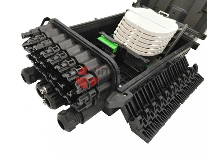 PP Black 3M Fiber Cable Joint Box 96 Cores 24 Ports For FTTH Pole Mount