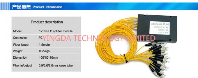 High Precise FTTH Network Passive Optical Splitter Module FC UPC SM 2.0mm