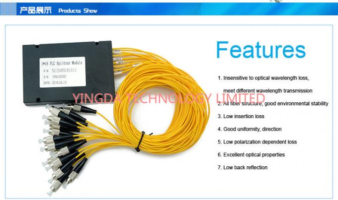 High Precise FTTH Network Passive Optical Splitter Module FC UPC SM 2.0mm
