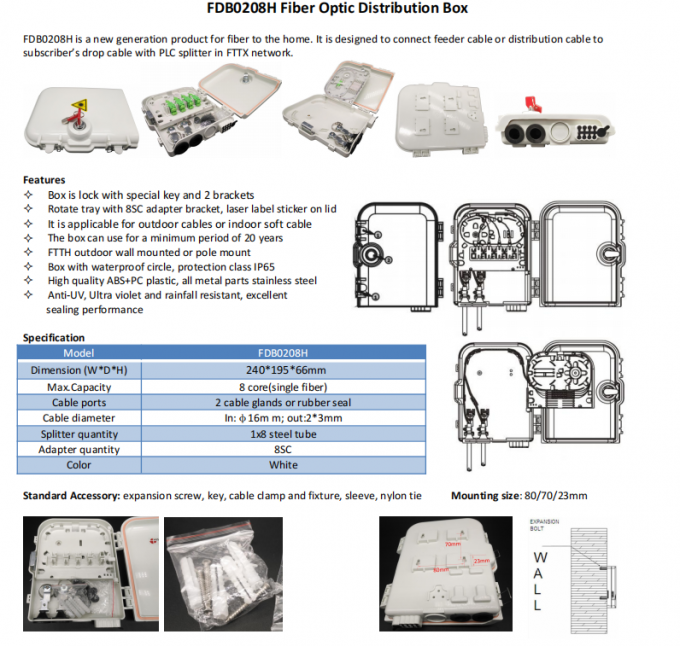 FTTH FTTB FTTX Network Fiber Optic Termination Box Outdoor Fiber Optic ...