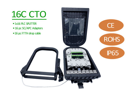 16 Core CTO NAP Optical Fiber Splitter Distribution Box Enclosure PP IP65 PP+GF Drop Cable Ports