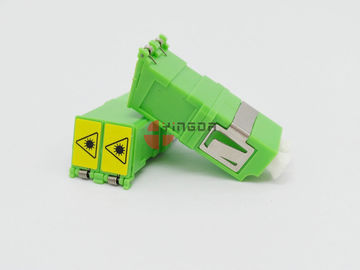 Green LC/APC Duplex SM Fiber Optic Adapter With Shutter , No Flange