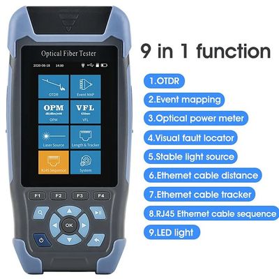 Buy 1310/1550nm SM Test Range 5m-60Km Mini OTDR 9 in 1 Tester with APC UPC SC/FC/ST/LC Adapter online manufacture