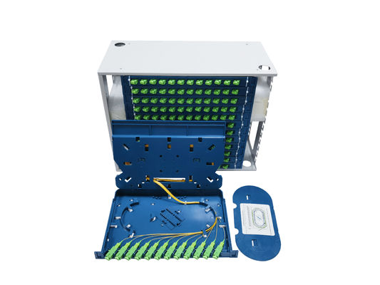 Buy 19'' Fiber Optic Patch Panel Max Capacity 144 Fiber SC LC FC ST Connector Rack Mount With Integrated Splice Tray 12 Port online manufacture