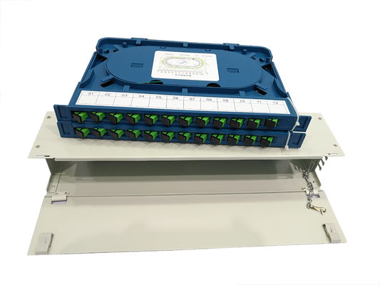 Buy AL Material Fiber Optic Patch Panel 12 Ports 24 ports Integrated Splice Tray SC/LC/FC/ST Connectors online manufacture
