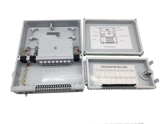 Buy 16ports FTTH 1*8 PLC Splitter Optical Distribution Box IP65 Indonesia Telecom 2 Doors Gray online manufacture