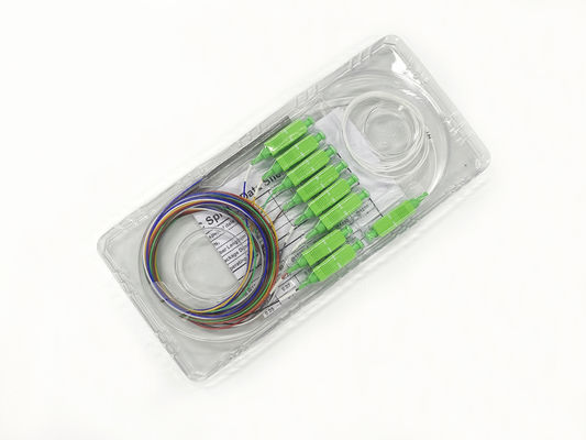 Buy Fiber Optic PLC Splitter 1x8 With SC Connector Colored Single Mode For PON XGPON Network online manufacture