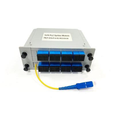 Buy Fiber optic PLC splitter modular 1:16 1 to 16 SC/UPC  Cassette Card  with 2.0mm 1m Yellow Pigtail online manufacture