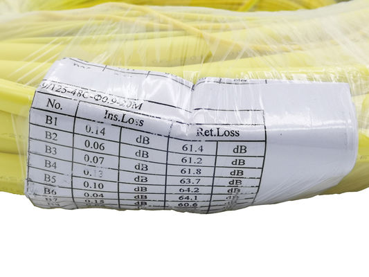 48 Cores GJFJV Fiber Optic Pre-Terminated Assembly 2.0mm Bundle Patch Cord LC APC LSZH Corning Yellow