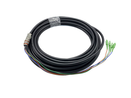 4 Core Copper Aluminum Waterproof Fiber Optic Pigtails SC FC 9.8mm Military Ruggerized Cable PE