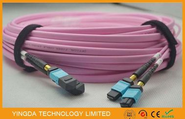 Buy Data Center Multi Mode MTP MPO Cable Om4 Flat , Fiber Optic Patch Cable Assembly online manufacture
