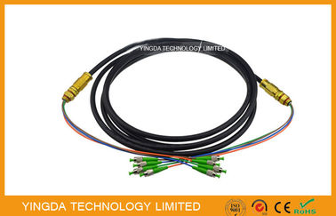 FC / APC 4 Core Optical Fiber Pigtails Patch Cord Cable Waterproof Black , Length Customized