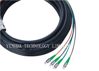 FC / APC 4 Core Optical Fiber Pigtails Patch Cord Cable Waterproof Black , Length Customized