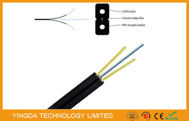 Buy FRP Glass Fiber Optic FTTH Drop Wire Cable G657A SM 2 Fibers GJXFH Black online manufacture
