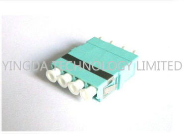 Plastic Fiber Optic Connector Adapters LC Quad 4 Way No Ear OM3 10G Aqua