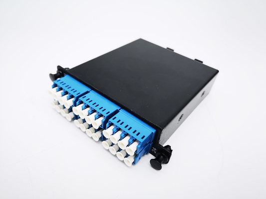 Buy 12F 24F MTP MPO Fiber Optic Cable Cassette For Patch Panel Rack 19Inch 1U Metal Black online manufacture