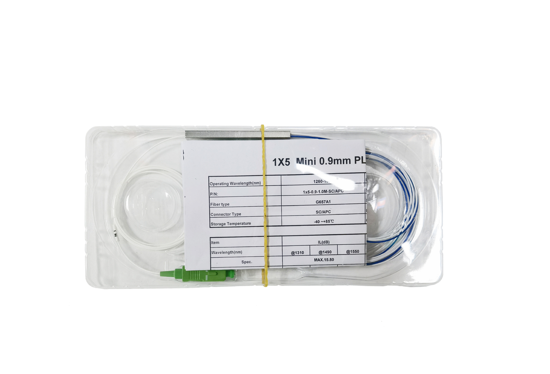 FTTR Passive 1:5 Unbalanced Mini Blockless Fiber Optic PLC Splitter SC 1X5 70/30 60/40
