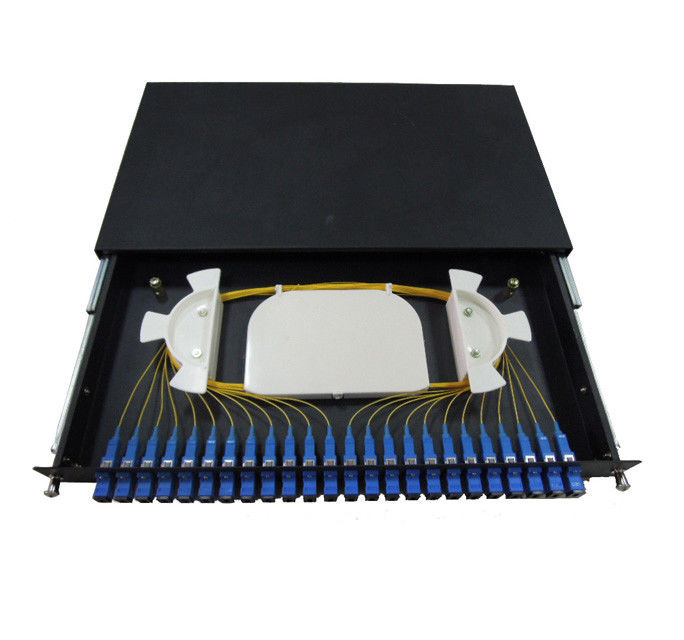 Standard Metal Sliding Tray Fiber Optic 19” Patch Panel 12 / 24 Port