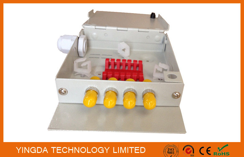 Indoor 4 Port FTTH Fiber Termination Box, 4 Cores ST Fiber Optic Splice Box Cold Rolled Steel