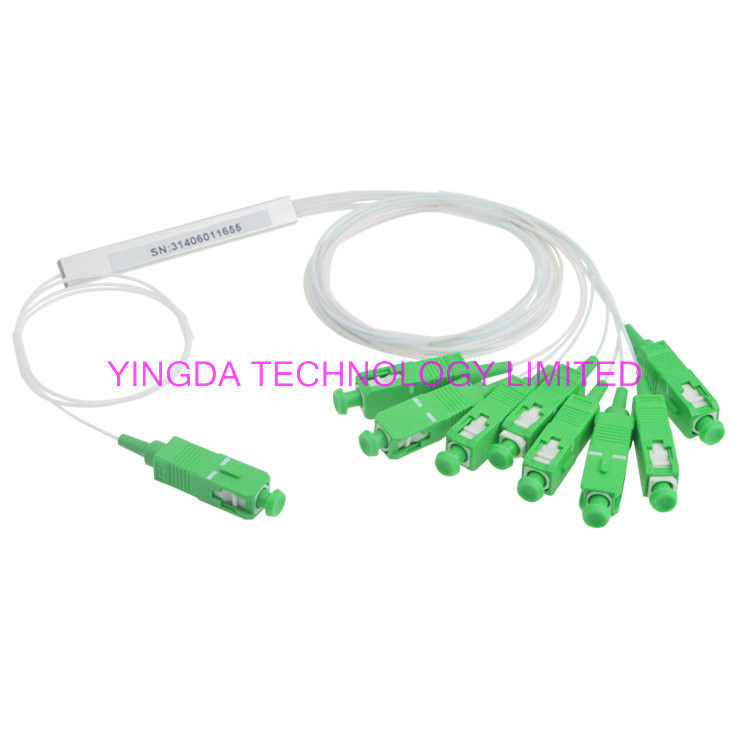 1:8 Fiber Pon Splitter Steel Tube Blockless Mini Module 900um,1x8 Optical splitter 1Meter
