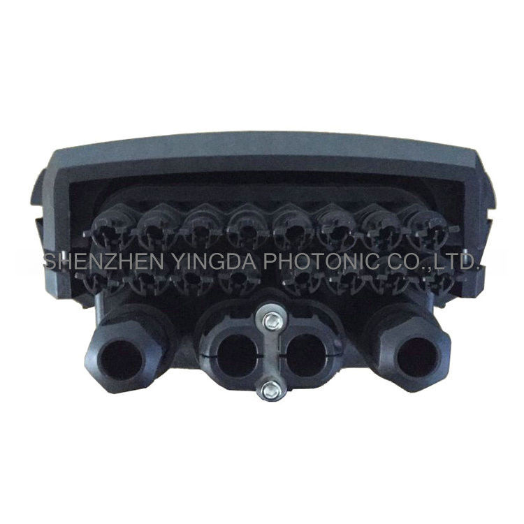 IP68 16Ports Fiber Cable Joint Box , Black PP Fiber Optic Enclosures Outdoor