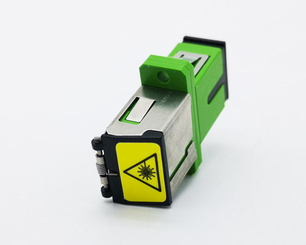 Metal Shutter Fiber Optic Adapter SC/APC To SC/APC Simplex OS2 Single Mode With Flange