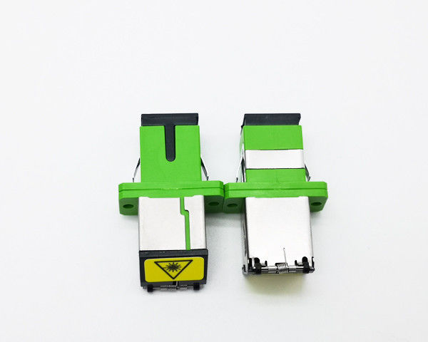 Metal Shutter Fiber Optic Adapter SC/APC To SC/APC Simplex OS2 Single Mode With Flange