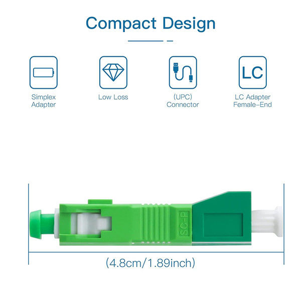 FTTH Fiber Connector Adapter Hybird Singlemode SC/APC Male To LC/APC Female 9/125um