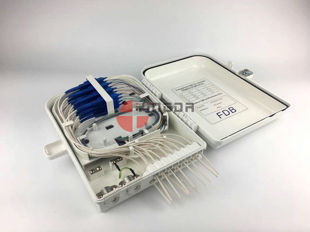2in 16out Fiber Optic Termination Box with SC/UPC Adapter Pigtails White