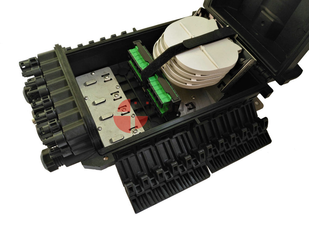 16 Outputs Fiber Cable Joint Box , Black 1 x 16 Splitter Optical Fiber Cable Joint Closure