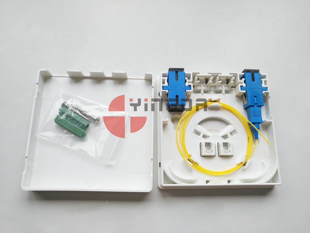 FTTH Socket Panel In Buildings Wall Mounting With Screws Front Cable Exit Outlet