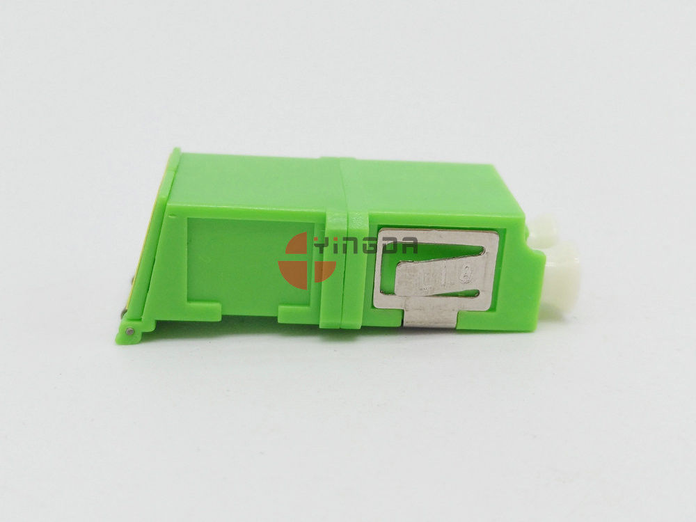 Green LC/APC Duplex SM Fiber Optic Adapter With Shutter , No Flange