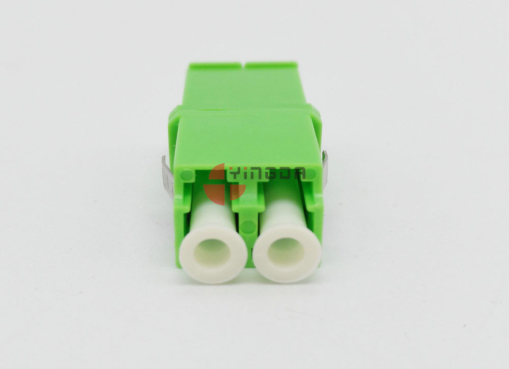 Green LC/APC Duplex SM Fiber Optic Adapter With Shutter , No Flange