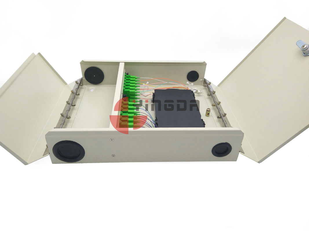 Wall Mounted 24 Cores Optical Distribution Box Completed SC Couplers Pigtails Cold Rolled Steel