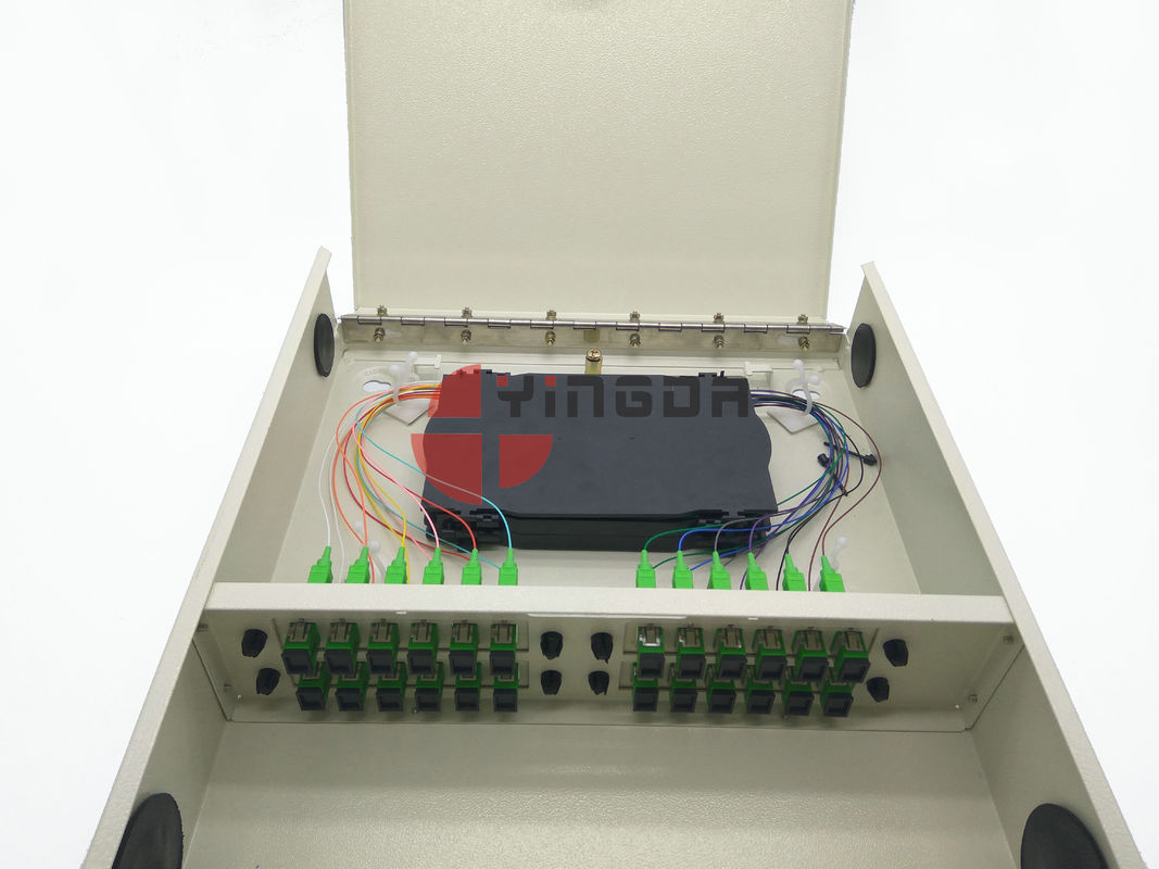 Wall Mounted 24 Cores Optical Distribution Box Completed SC Couplers Pigtails Cold Rolled Steel