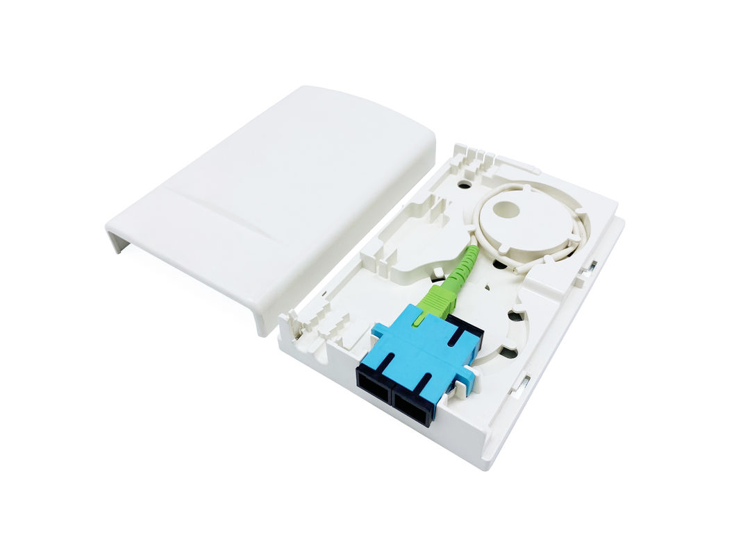 2 Core Mini FTTH Fiber Optic Distribution Wall Outlet Faceplate ABS Plastic White