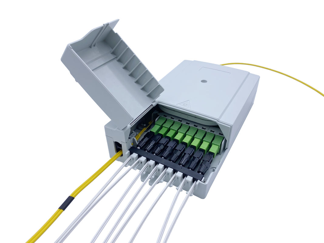 IP54 8 Port FTTH Fiber Optical Termination Box Mid Span Anti UV Shocking Resistance Gray PC Alloy