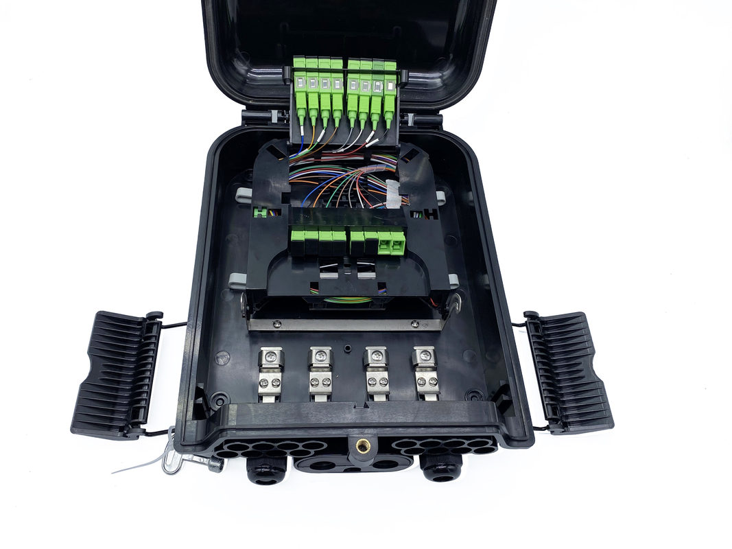 16 Ports FTTH Fiber Splitter Distribution Box Walll Mount Outdoor IP65 Black
