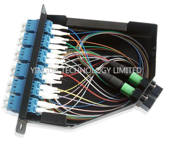 thumbnail interactive-video image 1 of 12-Fiber OM3 FHD MTP/MPO Cassette – 6x LC Duplex Aqua Ports, Type A Polarity – 9879 1 of 5