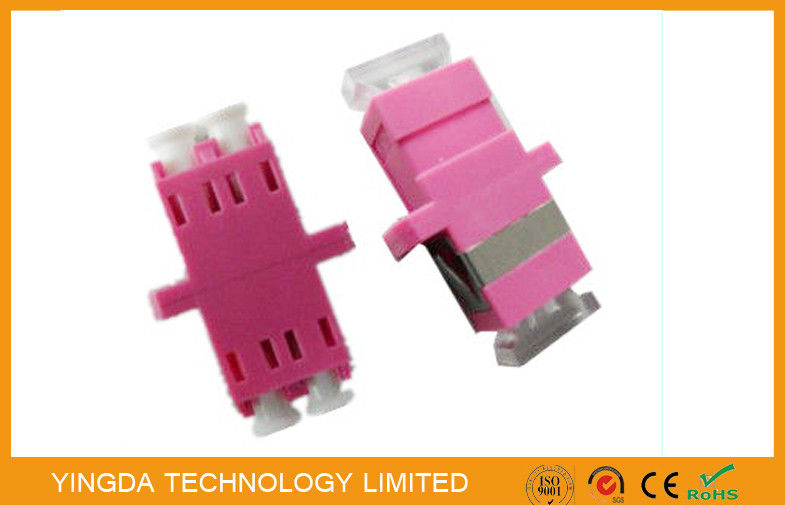 LC Duplex OM4 , LC Fiber Optic Cable Adapter Plastic Purple Quad Fibers