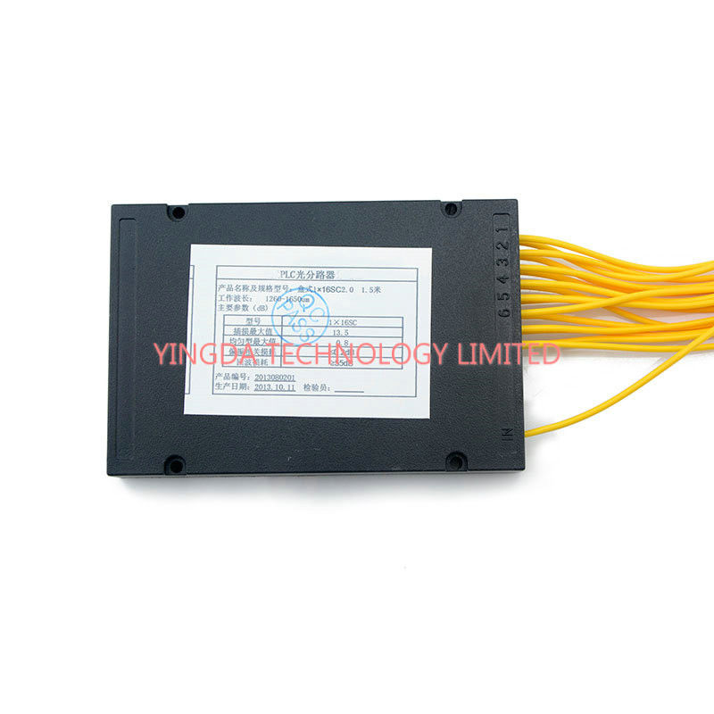 Small FTTH Passive Fiber Optic PLC Splitter 1X16 SC SM 2.0mm High Stability