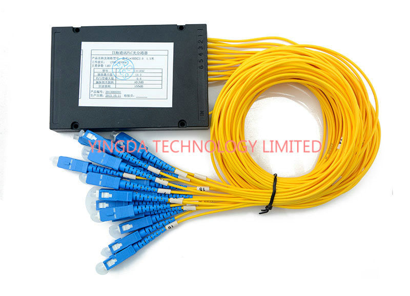 Small FTTH Passive Fiber Optic PLC Splitter 1X16 SC SM 2.0mm High Stability