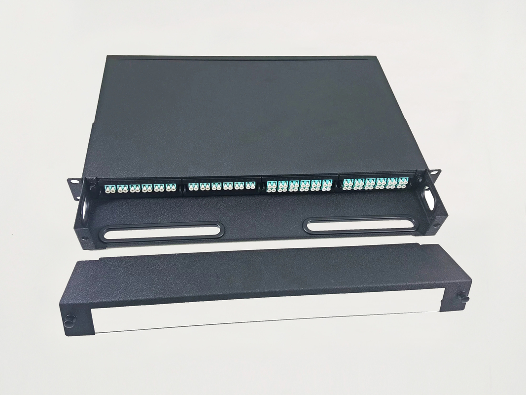 96 Cores 1U MPO Patch Panel Enclosure 4 bays wide 24 LC ports MTP Cassette Adaptors