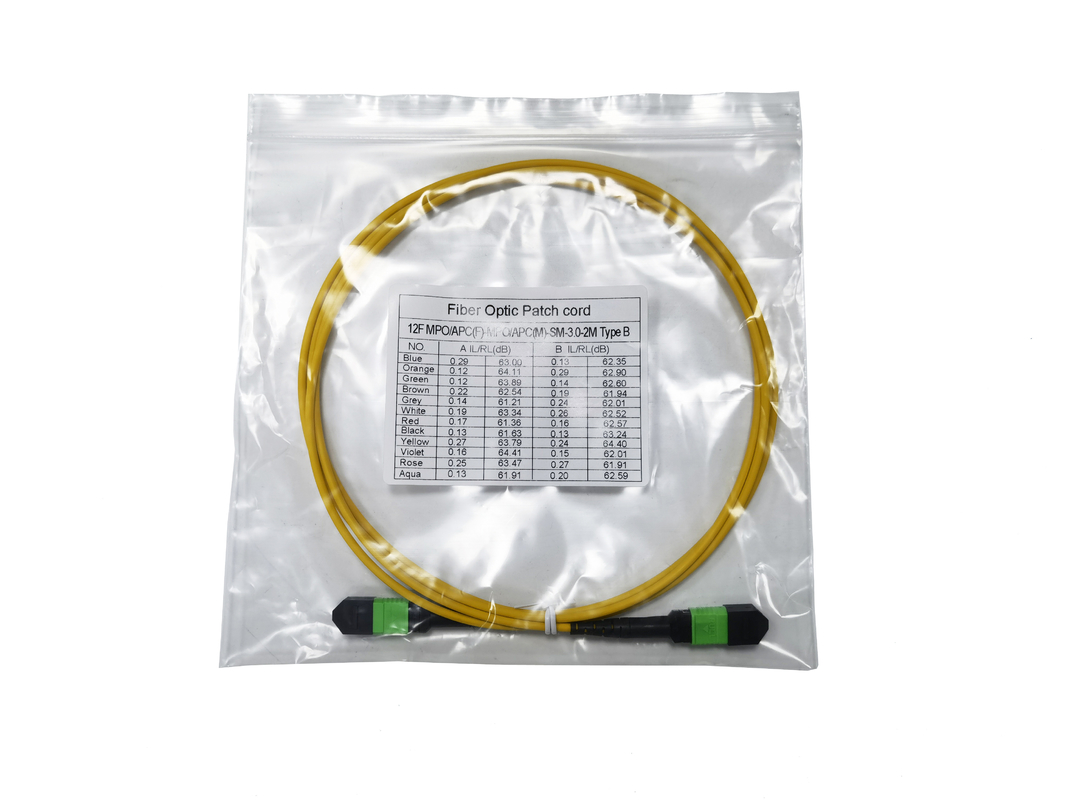 Polarity B 12 Fiber Optic MTP MPO APC Female to Male Patch Cord Truck Cable Assembly