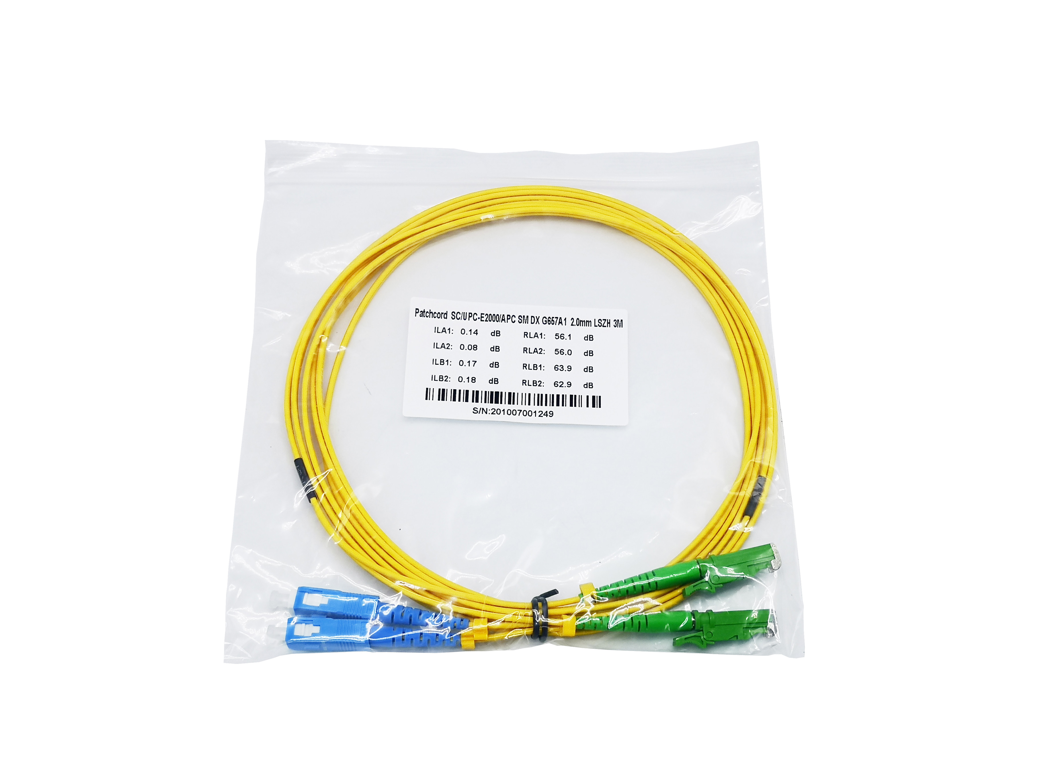 E2000 APC to SC UPC Fiber Optic Patch Cord Singlemode Simplex 1.8mm ...