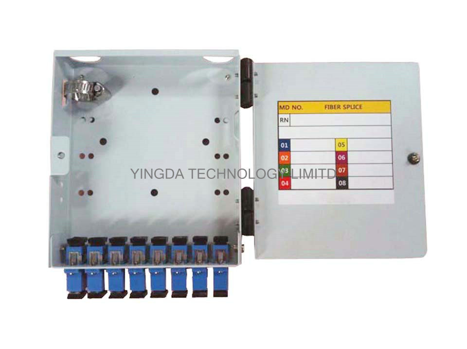 8 Core SC ST Adapter Fiber Optic Cable Junction Box, Cold Rolled Steel 8 Fibers PON Fiber Splice Box