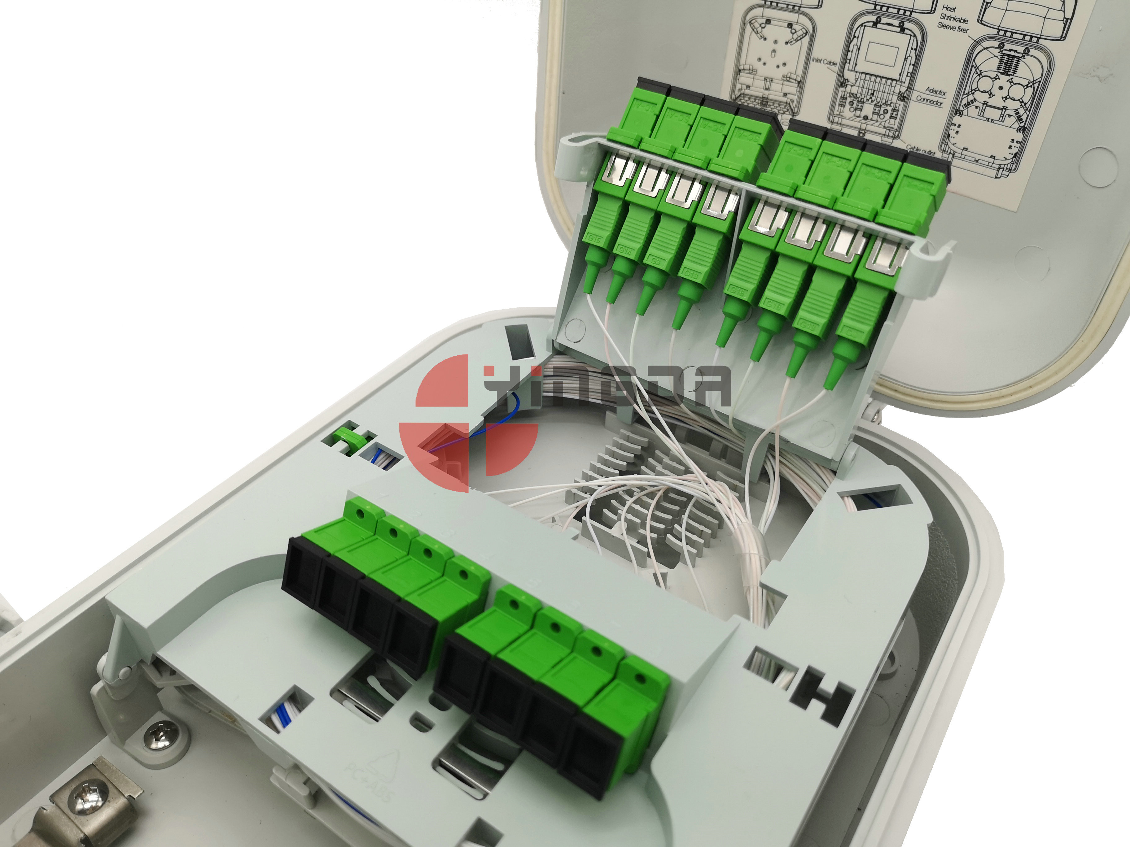 ISO FTTH Nap Splitter Fiber Optic Distribution Box 16 Cores Outdoor SC