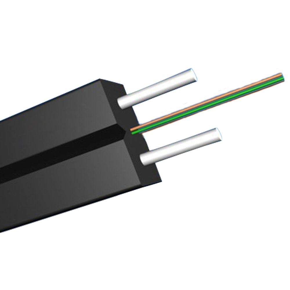 FRP Glass Fiber Optic FTTH Drop Wire Cable G657A SM 2 Fibers GJXFH Black