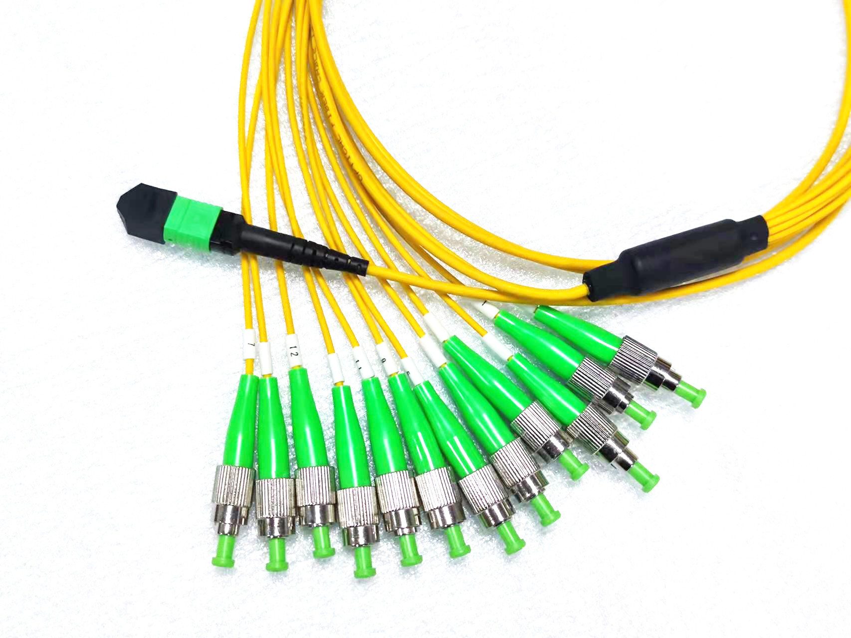 12 Fiber MPO APC Male to FC APC Fanout Patch Cord Single Mode 9/125um ...