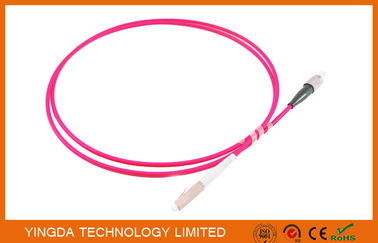 LC / PC - FC / PC Fiber Optic Patch Cord Jumper OM4 50/125um Multimode LSZH 2M Pink Jacket